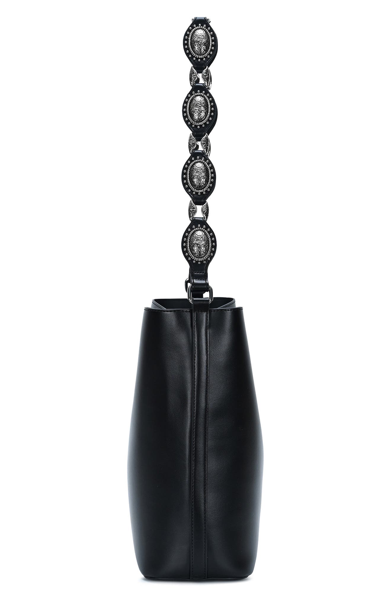 Western Studded Strap Faux Leather Shoulder Bag, Alternate, color, BLACK