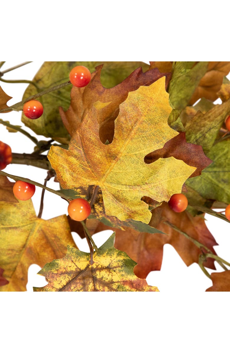 Northlight Maple Leaves and Berries Artificial Fall Harvest Garland - 5' x 8" - Brown and Orange, Alternate, color, Brown