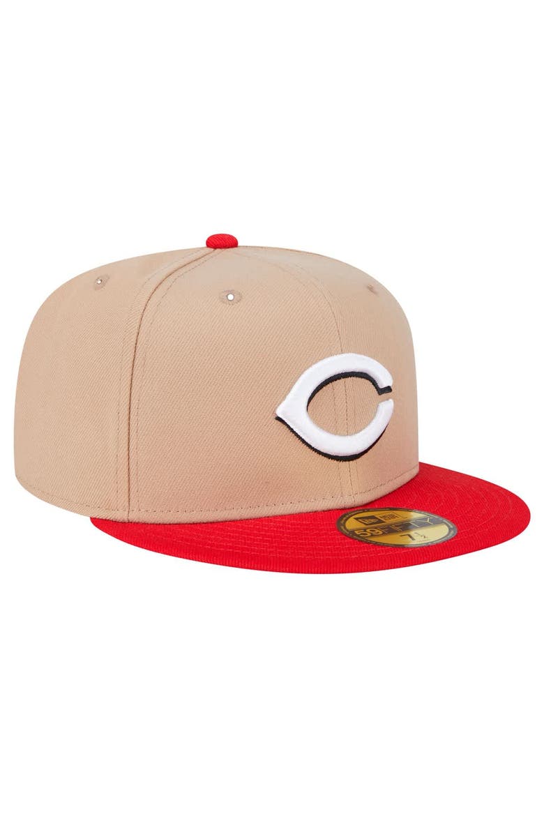 Men's New Era Khaki Cincinnati Reds 59FIFTY Fitted Hat, Alternate, color, Khaki