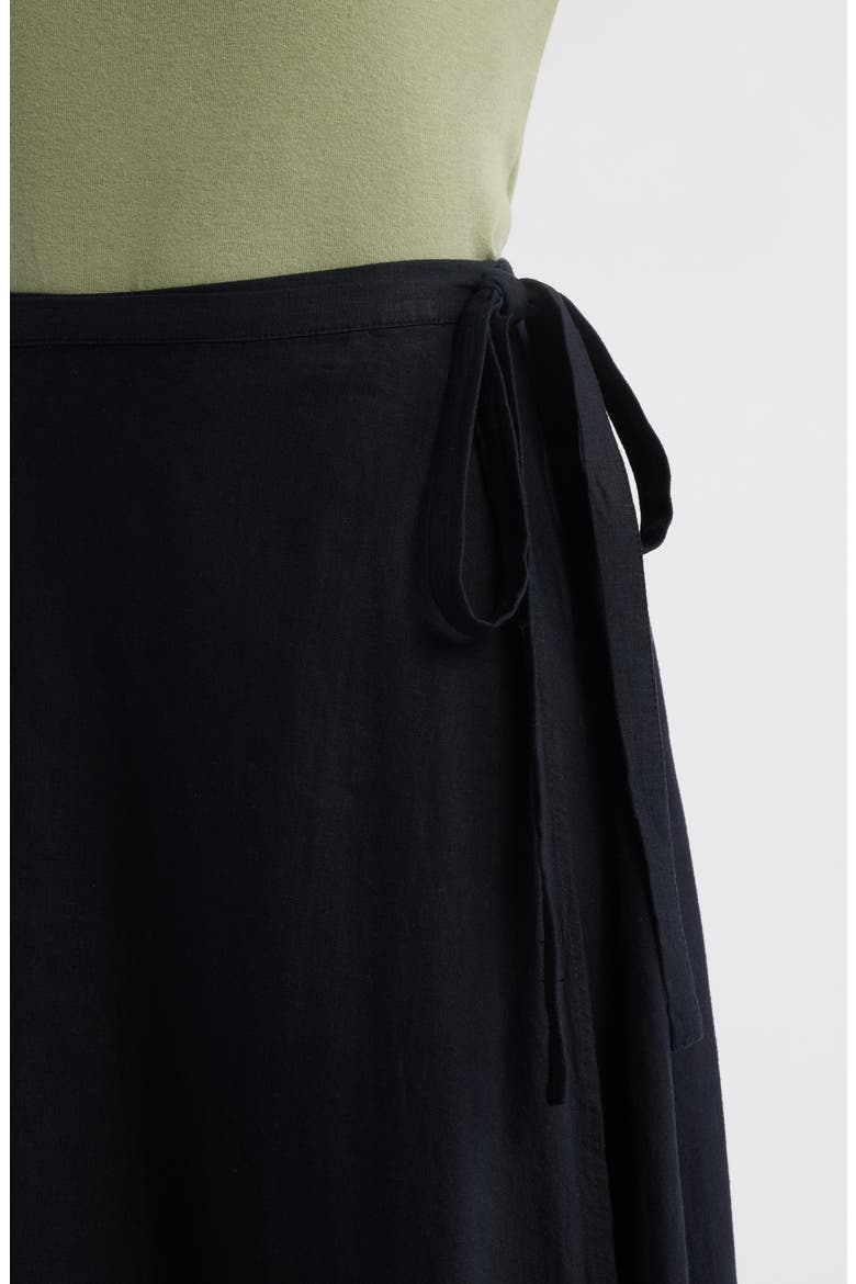 Waist Tie Linen Blend Skirt, Alternate, color, BLACK