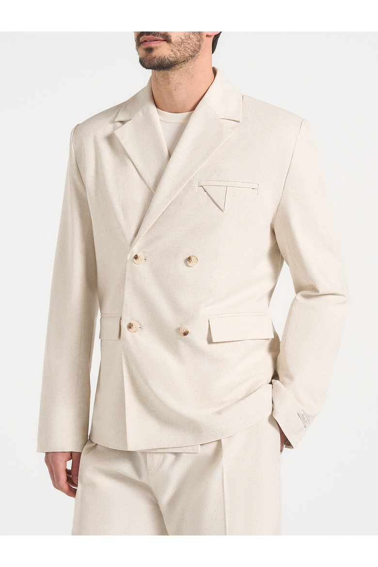 Didier Double Breasted Linen Suit Jacket, Alternate, color, Natural