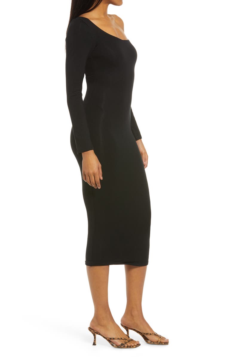 RE ONA Long Sleeve One-Shoulder Midi Dress, Alternate, color, 