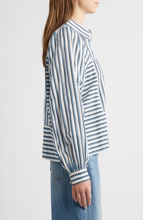 Cleobella Isadora Stripe Cotton & Linen Shirt In Blue Multi