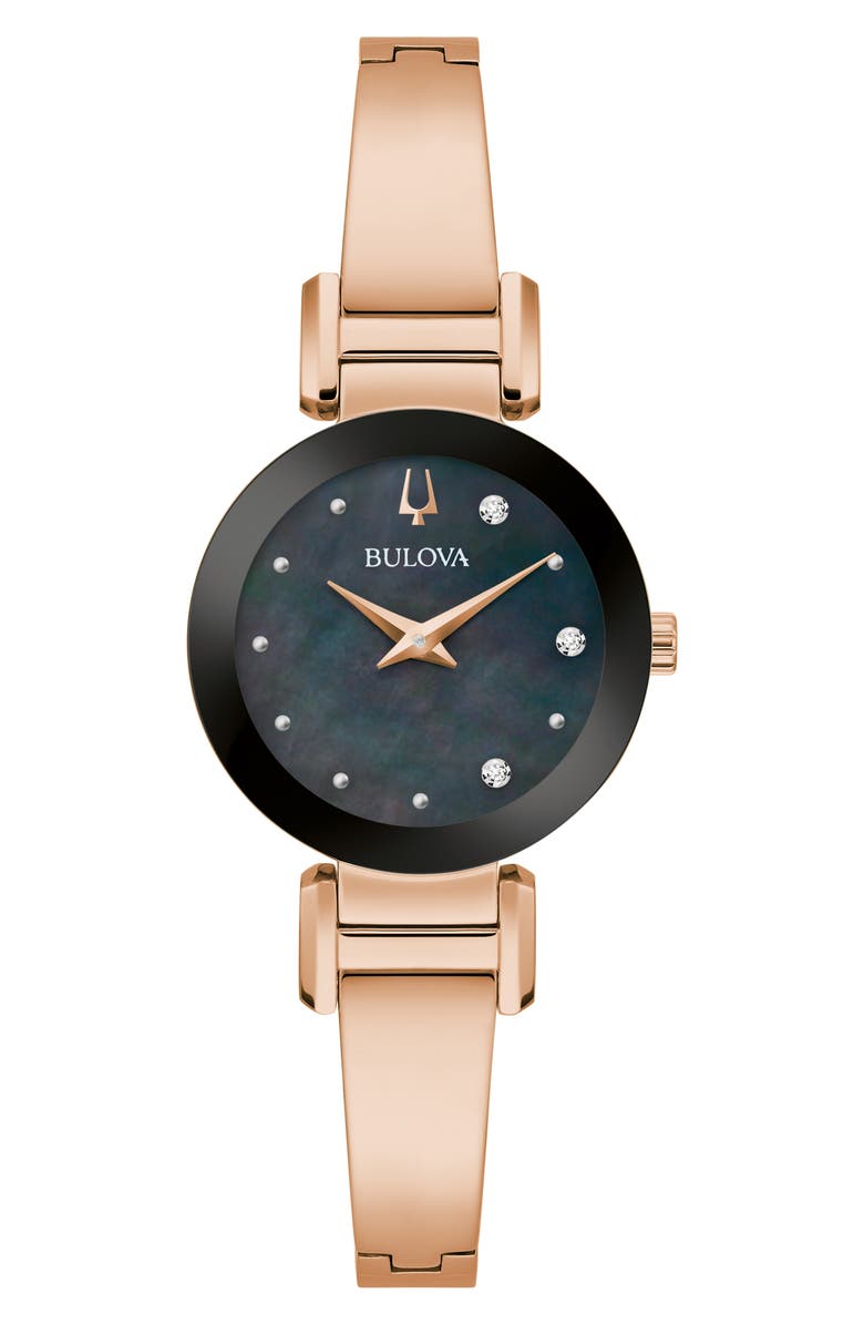 BULOVA Marc Anthony Diamond Bangle Watch, 26mm, Main, color, Rose Gold-Tone