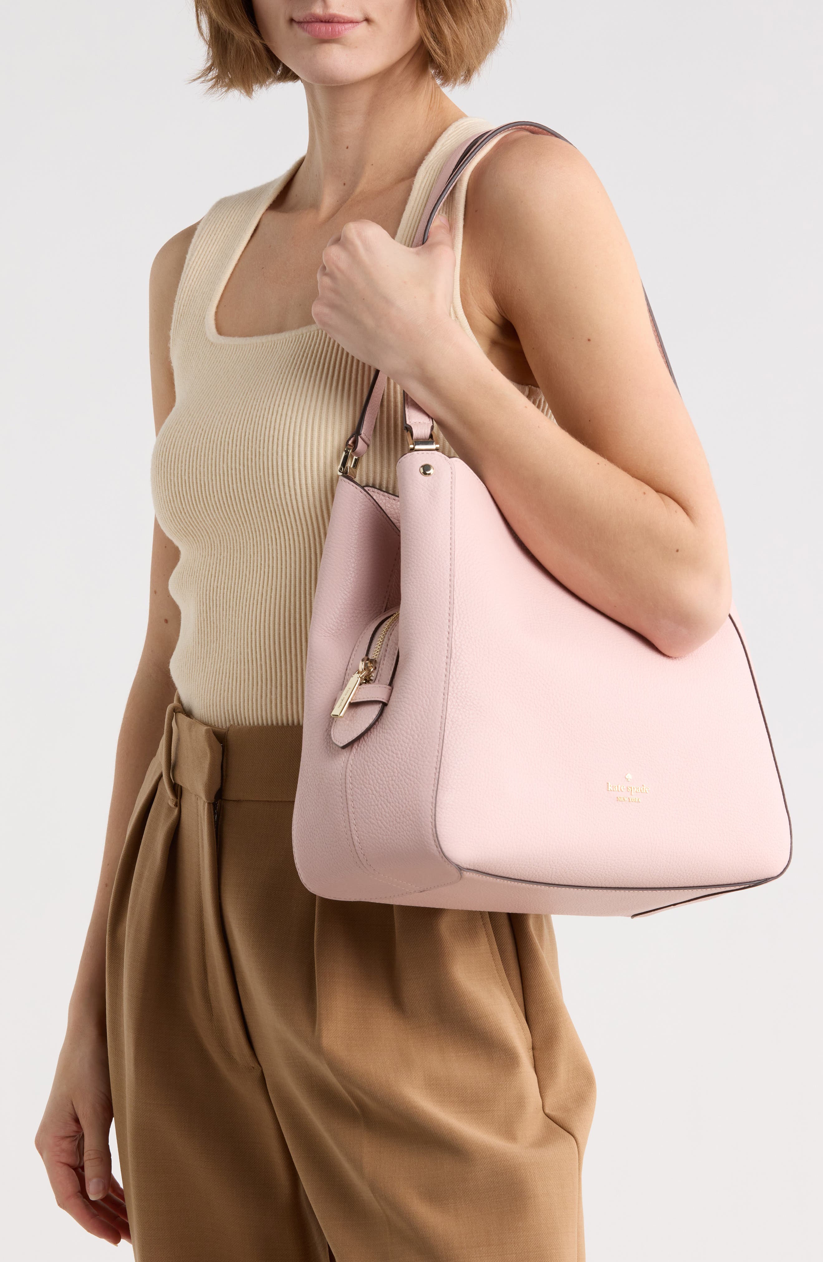 Kate Spade New York leila medium shoulder bag, Alternate, color, Rose Smoke