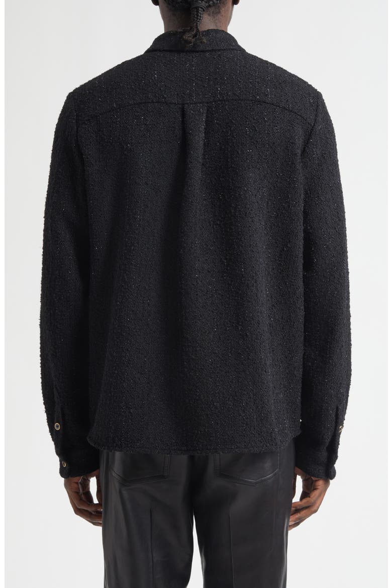 Shimmer Bouclé Button-Up Shirt, Alternate, color, BLACK