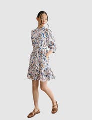 HOBBS LONDON Hope 3/4 Sleeve Tie Waist Mini Dress