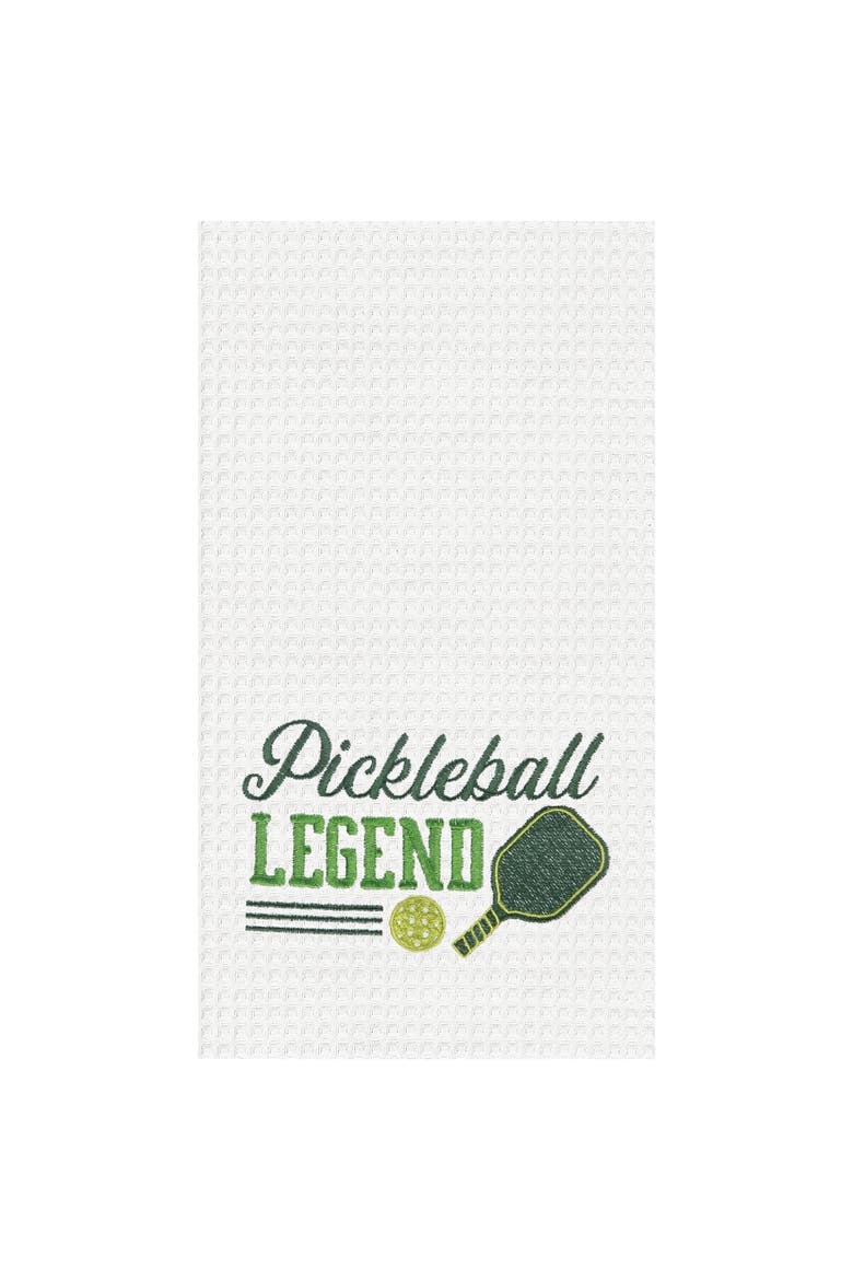 Pickleball Legend Embroidered Cotton Waffle Weave Kitchen Towel, Main, color, Green