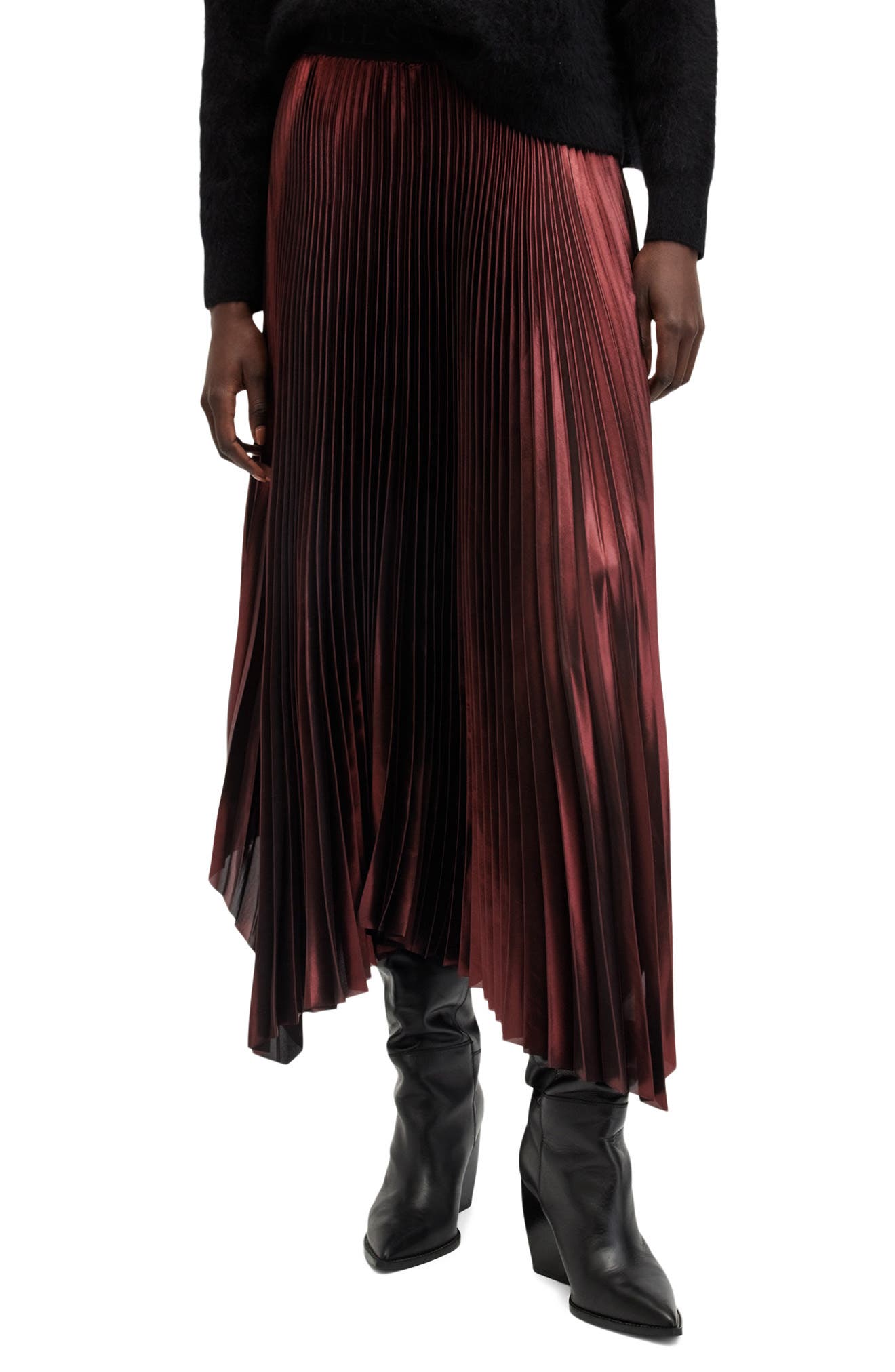 Phia Metallic Pleated Skirt