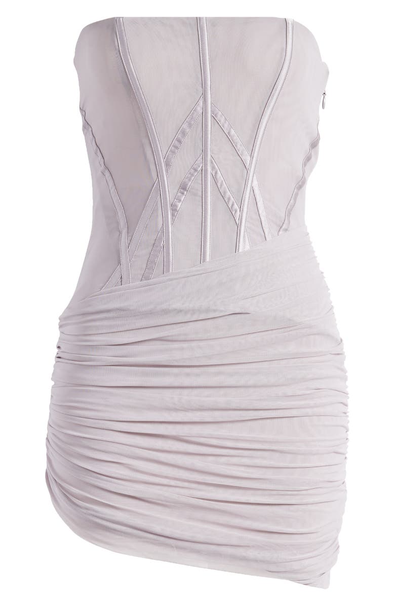 Mistress Rocks Ruched Strapless Minidress, Alternate, color, Smoke