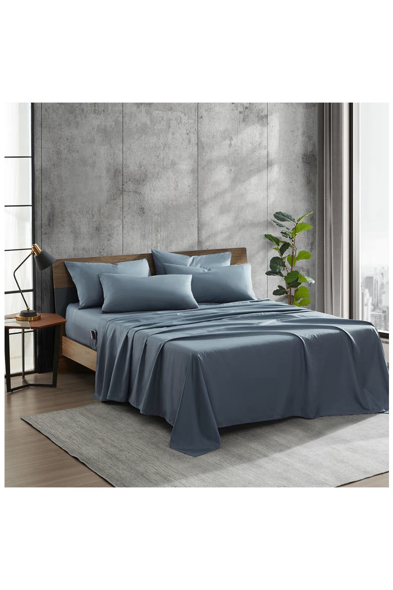 Solid Recycled Polyester Sheet Set, Alternate, color, DENIM BLUE
