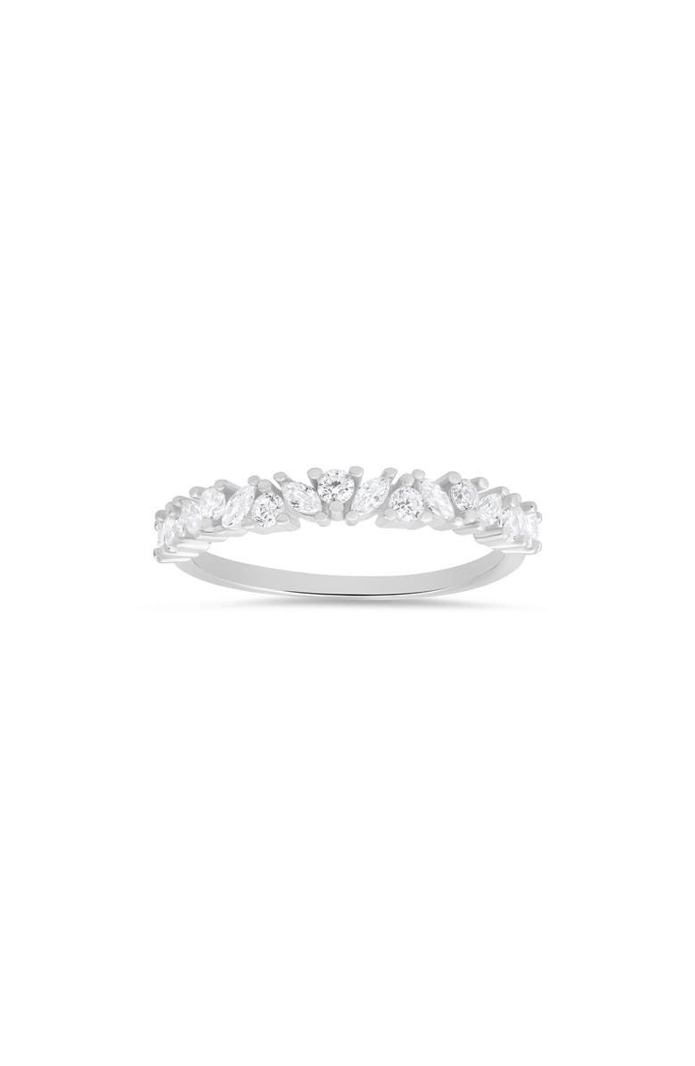 Queen Jewels Cubic Zirconia Multicut Band Ring, Main, color, Silver