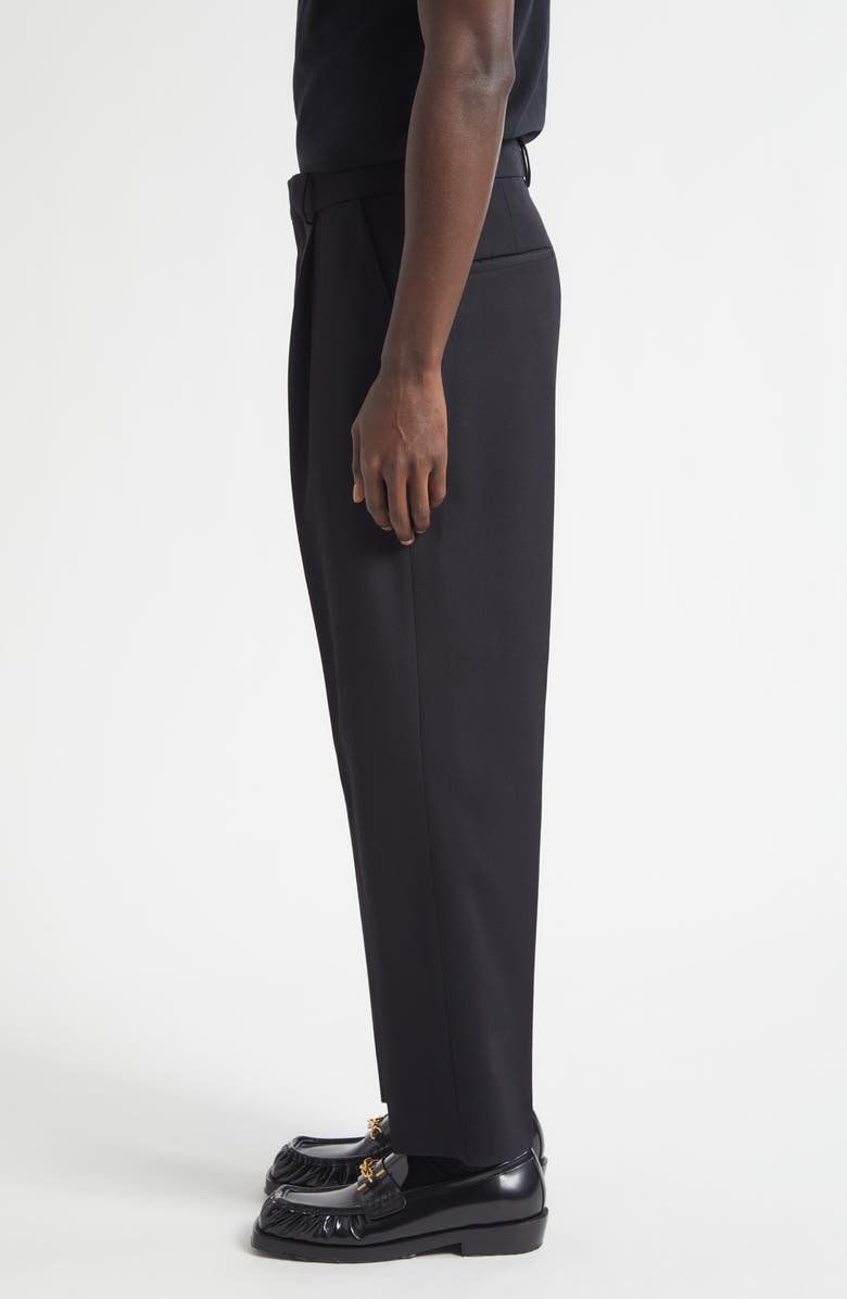 Balmain Pleated Pinstripe Straight Leg Wool Pants, Alternate, color, 0Pa Black