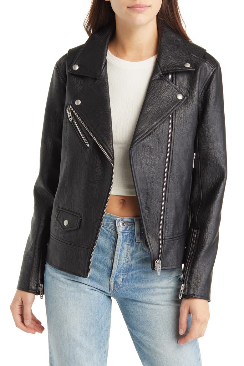 Faux Leather Moto Jacket, Main, color, OPEN SECRET