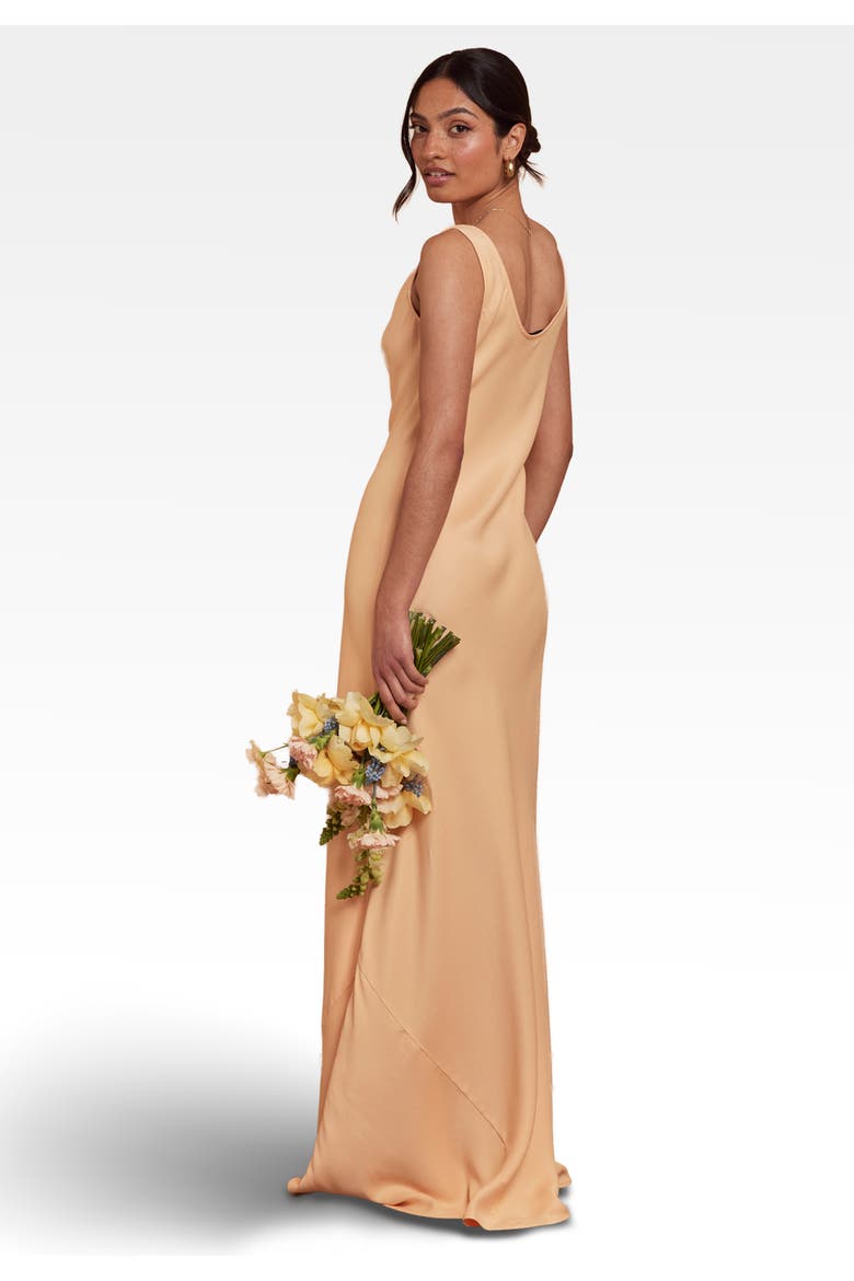 Pandy Satin Cowl Bridesmaid Dress, Alternate, color, Peach