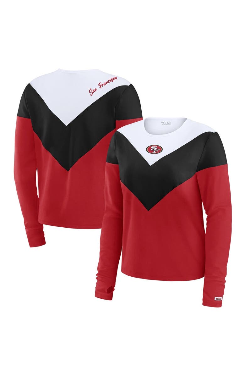 WEAR by Erin Andrews Women's WEAR by Erin Andrews Scarlet/Black San Francisco 49ers Plus Size Chevron Tri-Blend Long Sleeve T-Shirt, Alternate, color, Scarlet