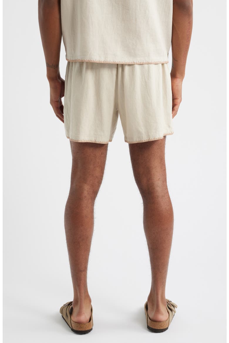 Palm Tree Linen Blend Shorts, Alternate, color, WHITE