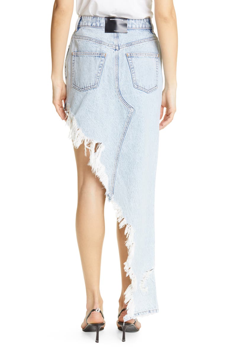 Alexander Wang Distressed Asymmetrical Denim Skirt, Alternate, color, 