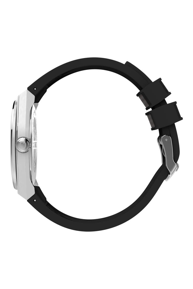 Q Timex Continental GMT 39mm Synthetic Rubber Watch, Alternate, color, STAINLESS STEEL