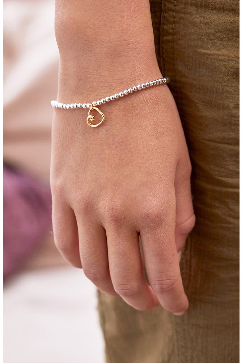 Heart Beaded Stretch Bracelet, Alternate, color, GOLD AND SILVER