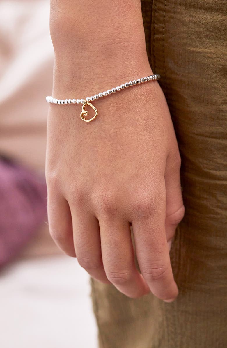 Estella Bartlett Heart Beaded Stretch Bracelet, Alternate, color, Gold And Silver