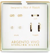 ARGENTO VIVO Pack of Four Heart Assorted Stud, Cuff & Hoop Earrings