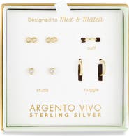 ARGENTO VIVO Pack of Four Heart Assorted Stud, Cuff & Hoop Earrings