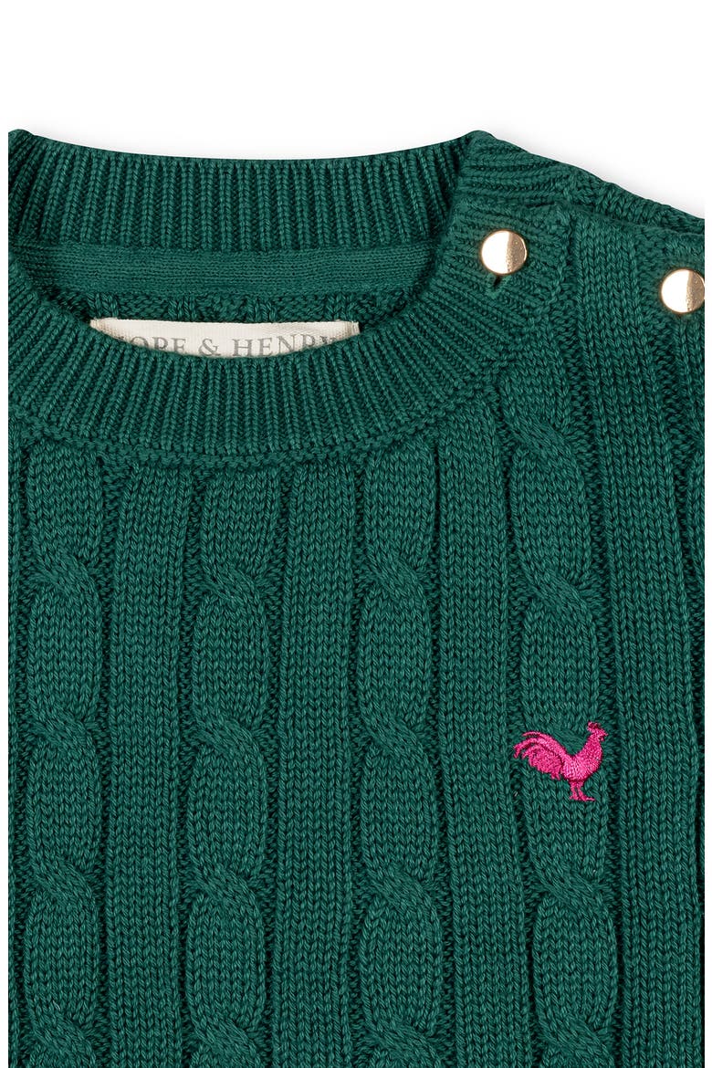 Kids' Organic Crew Neck Cable Sweater, Alternate, color, Green Cable