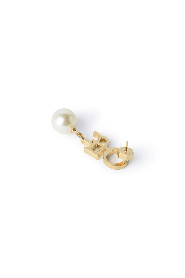 Women's Logo Earrings W/Strass & Pearls, Alternate, color, Gold