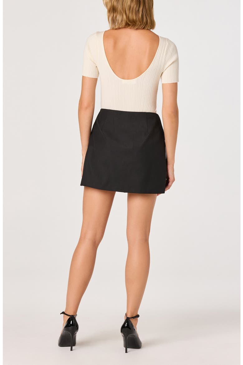 Pleated Bow Miniskirt, Alternate, color, BLACK