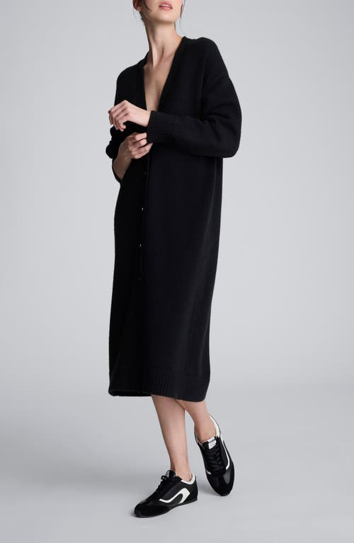 Kenneth Cole Long Button Front Cardigan Duster In Black