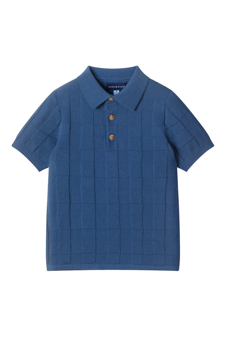 Kids' Striped Knit Polo, Main, color, NAVY CHECKER