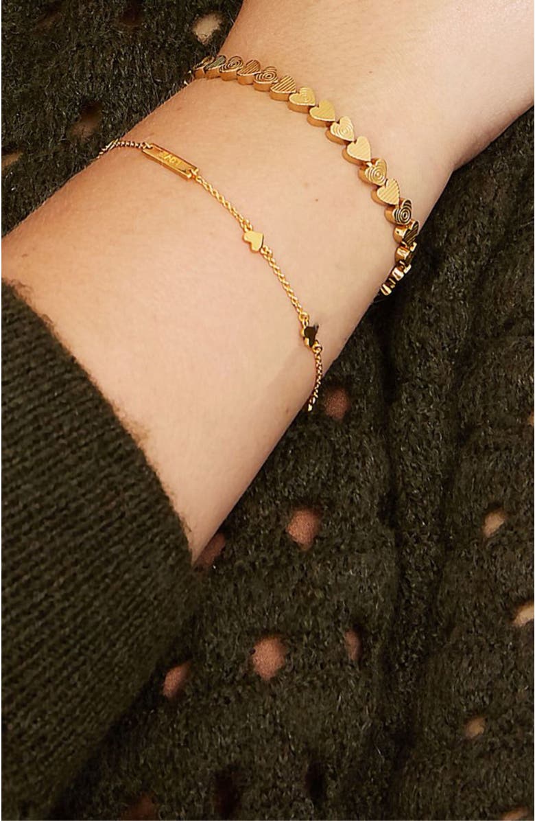 Gwen Beloti Heart Etched Link Bracelet, Alternate, color, Gold