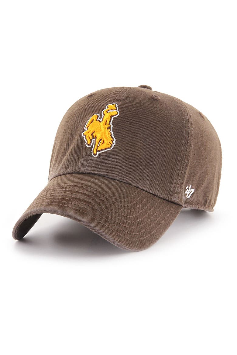 Men's '47 Brown Wyoming Cowboys Clean Up Adjustable Hat, Main, color, Brown