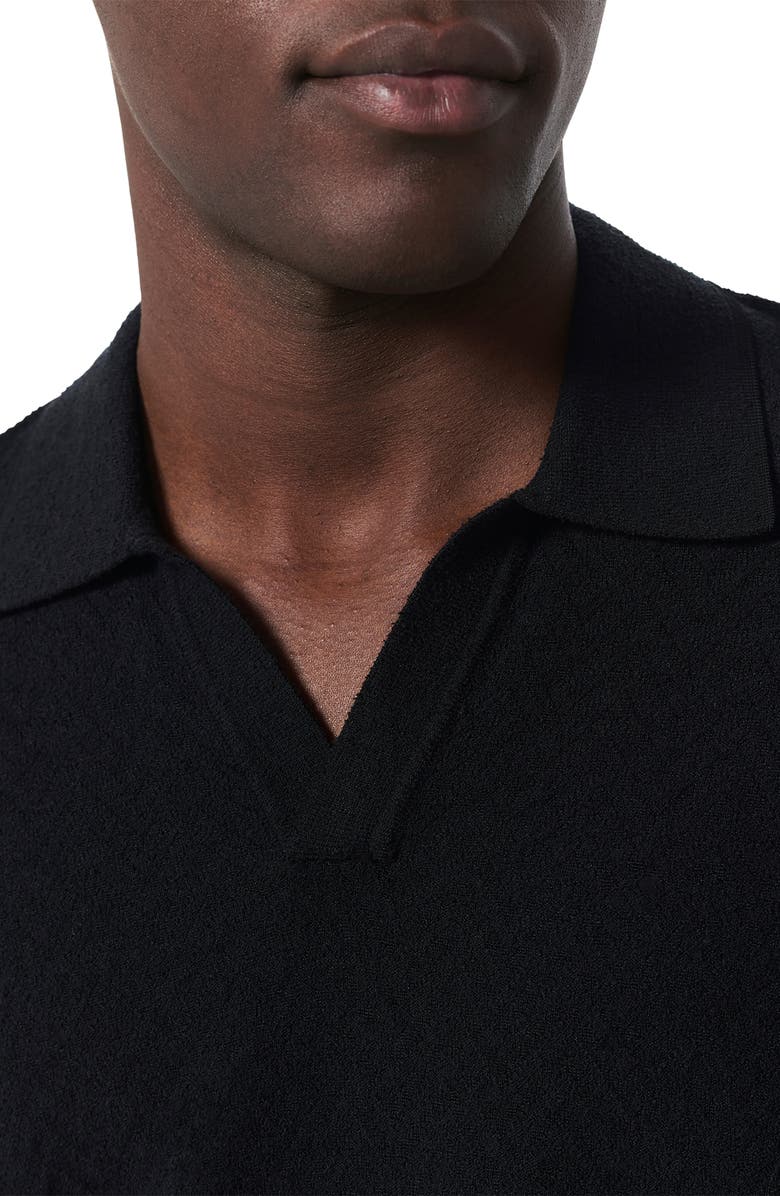 rag & bone Zuma Johnny Collar Chevron Terry Cloth Polo, Alternate, color, Black