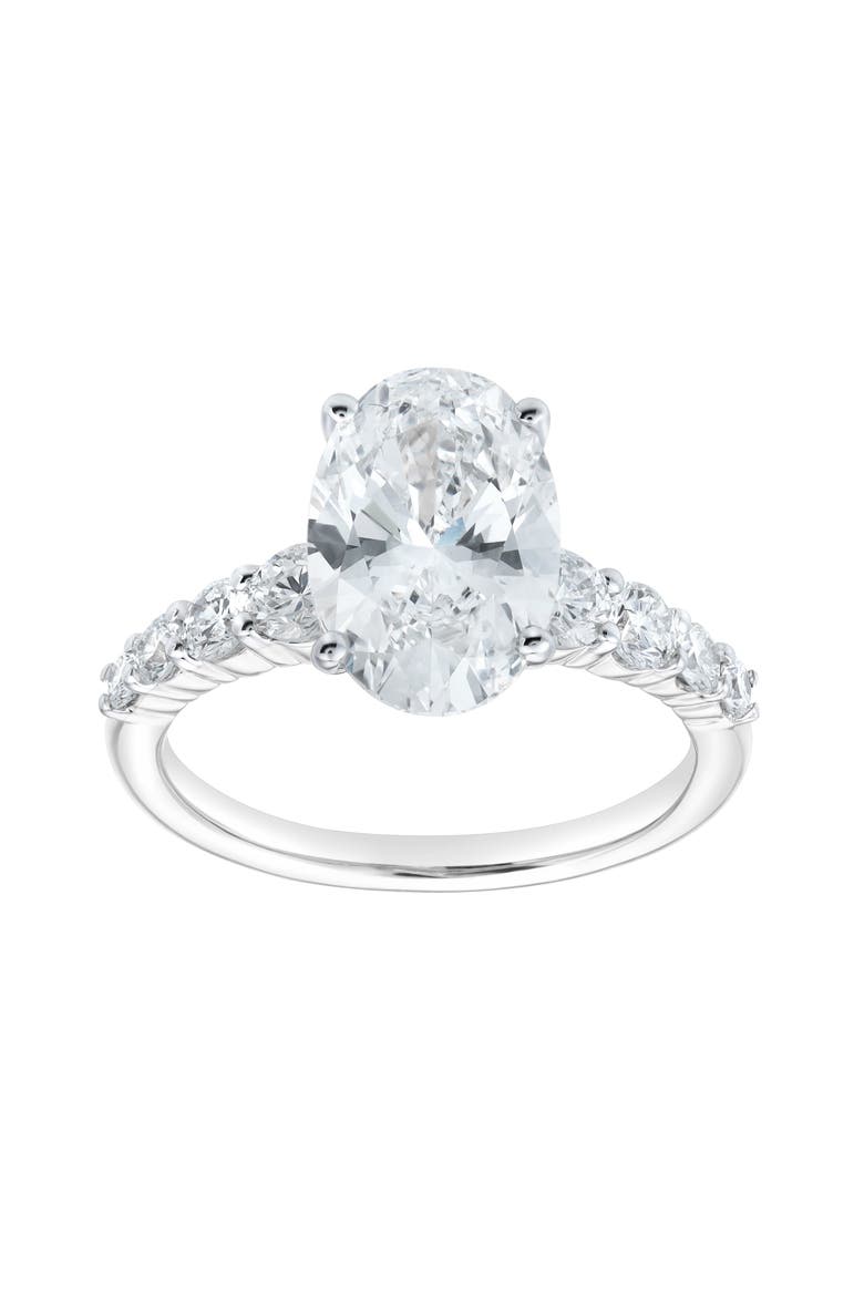 Camila 14K Gold Oval Lab Grown Diamond Engagement Ring - 2.5 Ct, Main, color, 14K White Gold