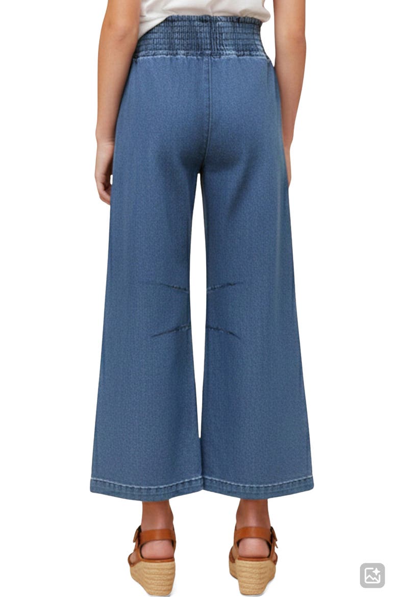 Kids' Smocked High Waist Wide Leg Jeans, Alternate, color, DENIM