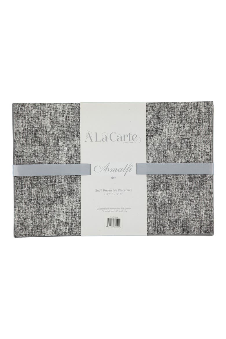 Faux Leather Reversible Set of 4 Placemats, Alternate, color, REVERSIBLE BLACK