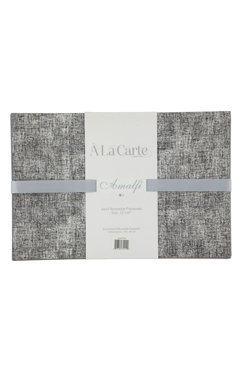 DAINTY HOME Faux Leather Reversible Set of 4 Placemats, Alternate, color, Reversible Black