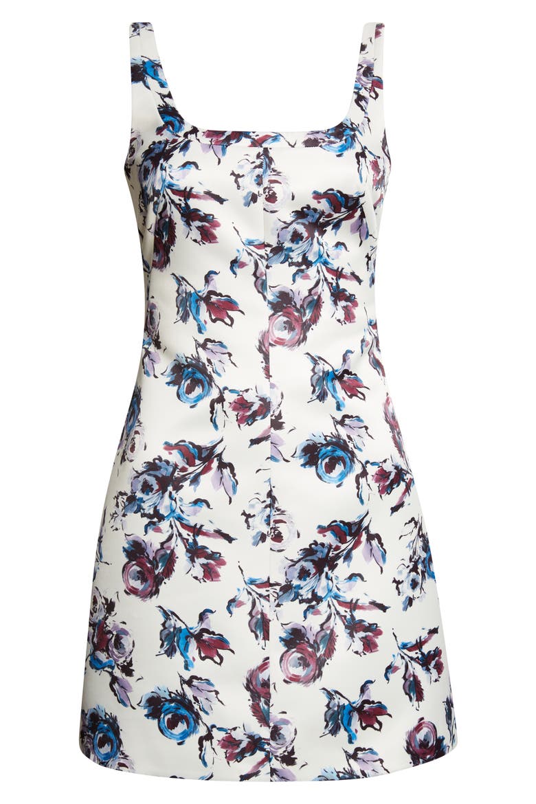 Tillie Floral Genzianella Sateen Minidress, Alternate, color, FLORAL PURPLE/BLUE ON IVORY