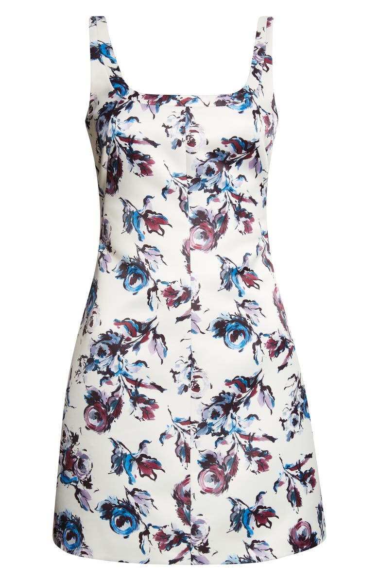 Emilia Wickstead Tillie Floral Genzianella Sateen Minidress, Main, color, Floral Purple/Blue On Ivory