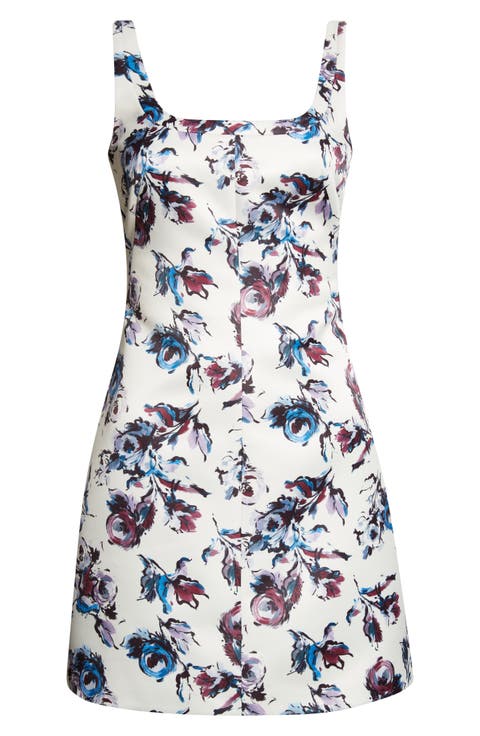 Tillie Floral Genzianella Sateen Minidress