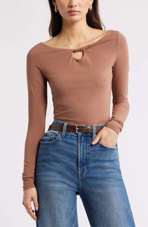 Twist Neck Cutout Top