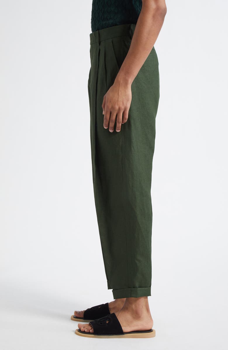 Dolce&Gabbana Crop Linen Trousers, Alternate, color, V0304 Militare Scuro
