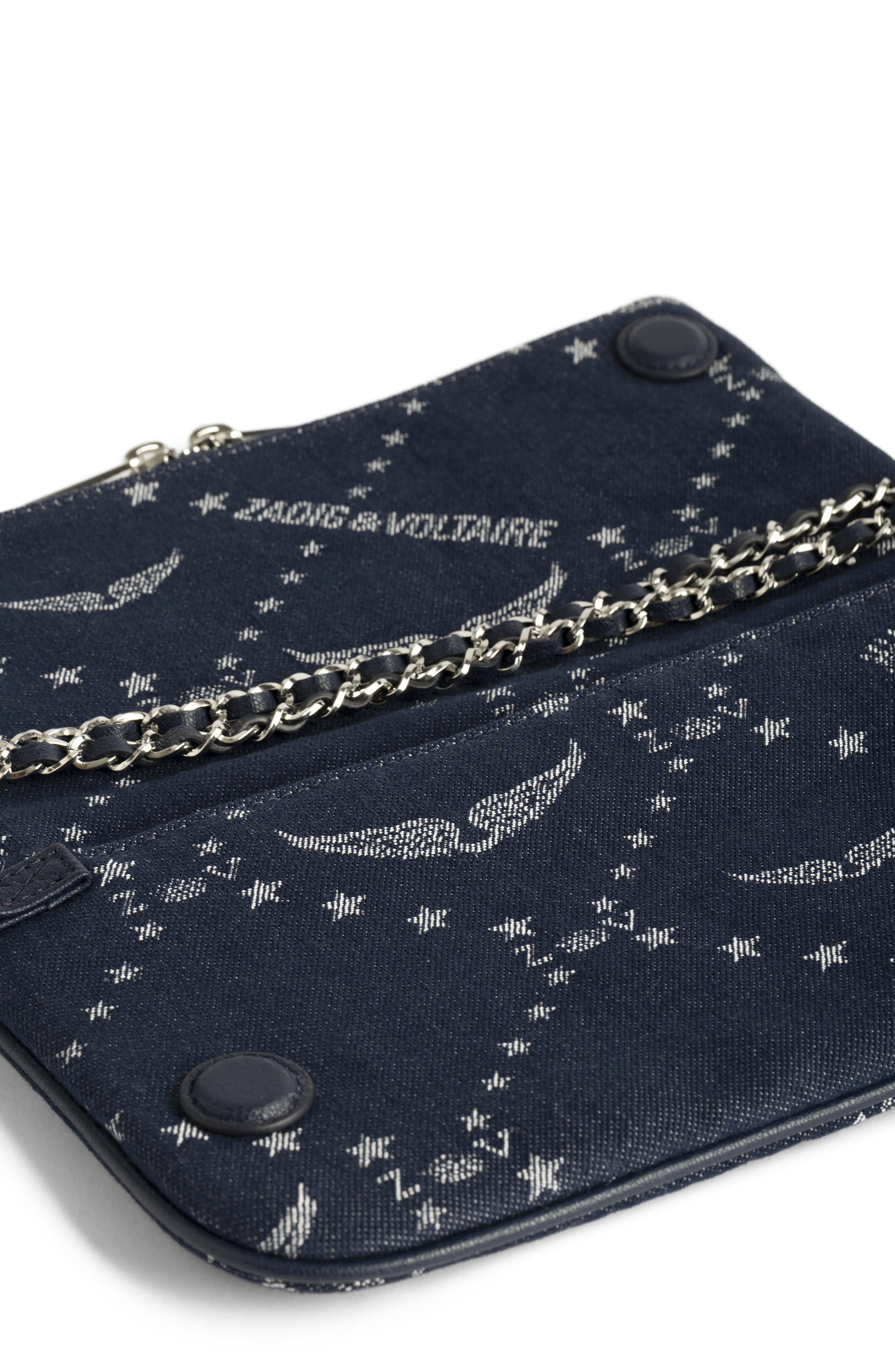 Zadig & Voltaire Rock Denim Monogram Crossbody Bag, Alternate, color, Silent