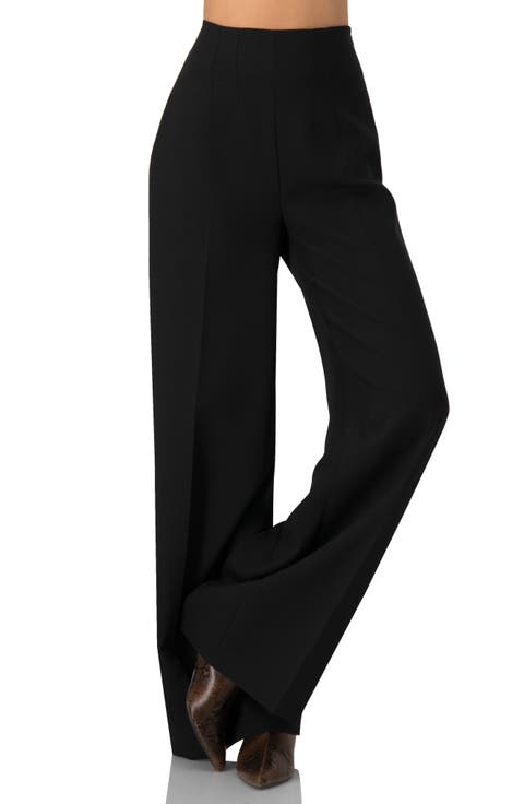 Plain Black Wide Leg Trousers