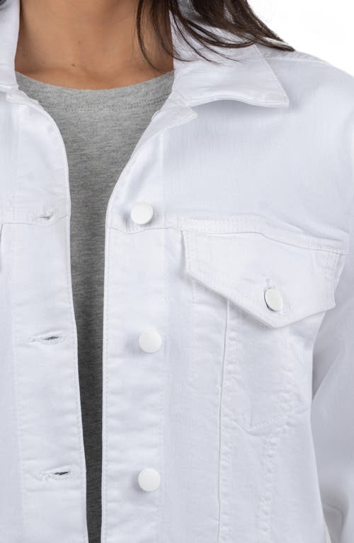 Kut From The Kloth Angela Crop Denim Jacket In Optic White
