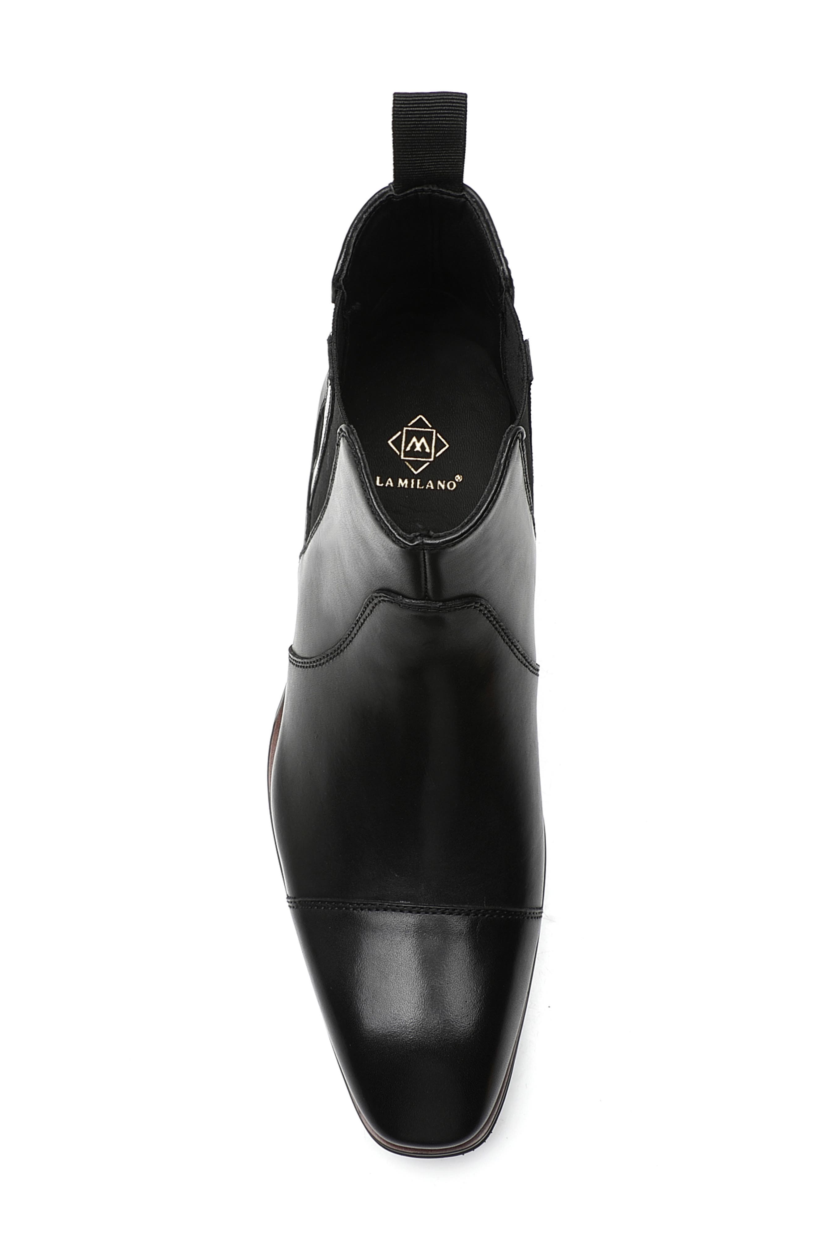 La Milano Crest Cap Toe Chelsea Boot, Alternate, color, Black