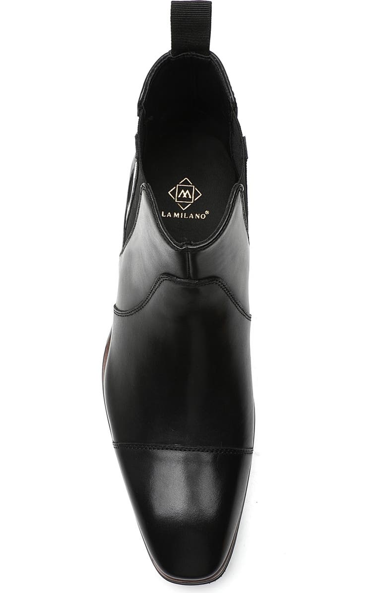 La Milano Crest Cap Toe Chelsea Boot, Alternate, color, Black