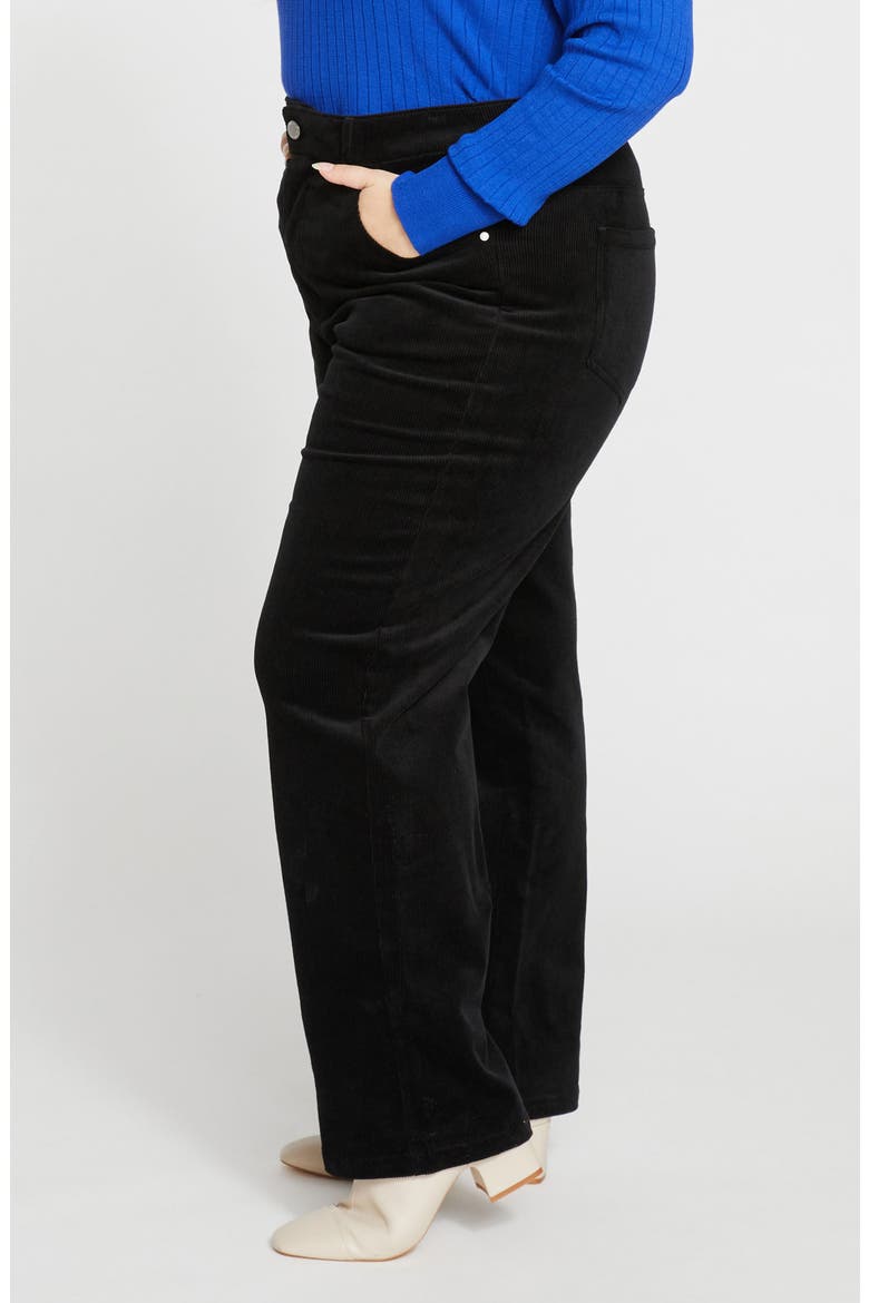 Cassidy High Waist Corduroy Straight Leg Pants, Alternate, color, BLACK